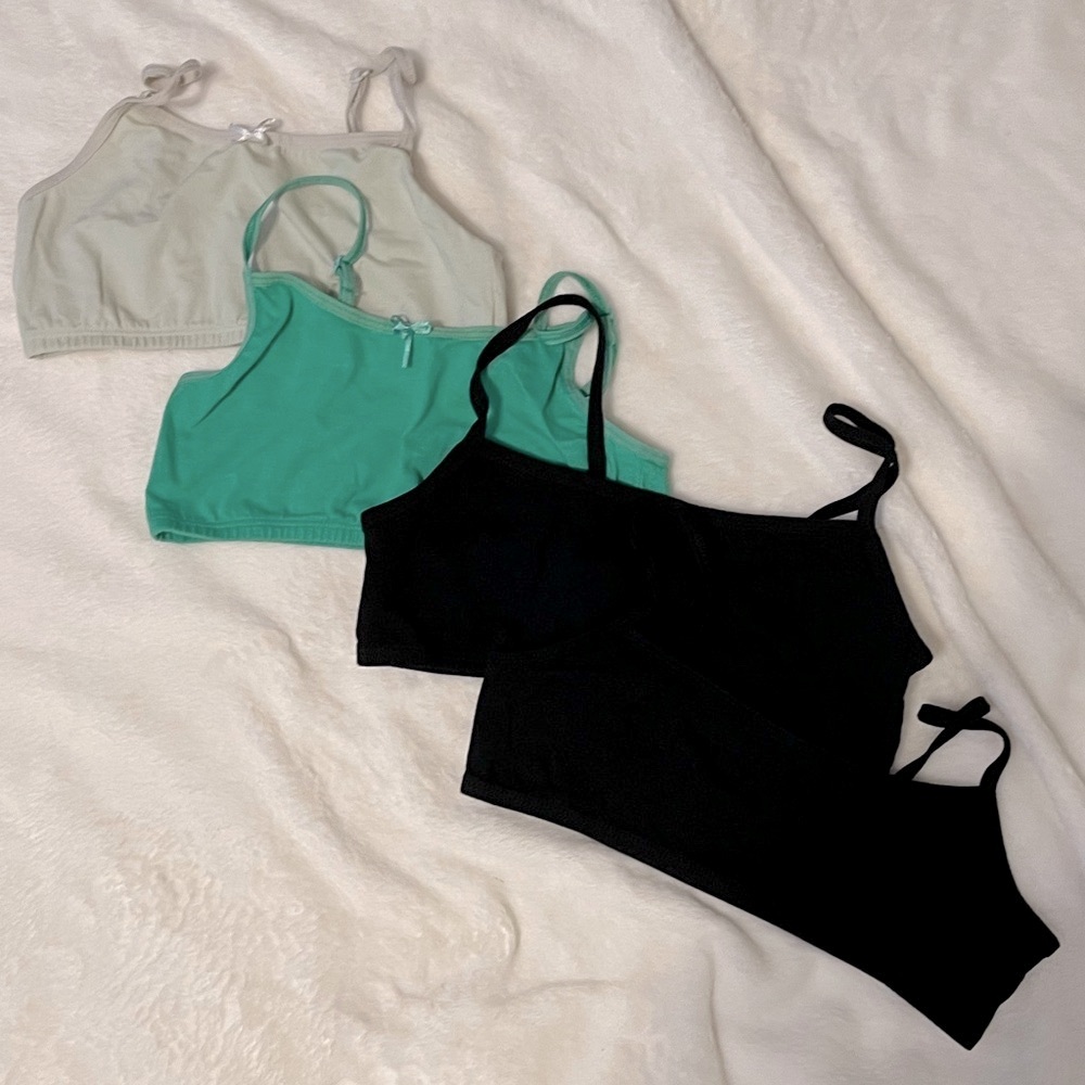 Black and Green Cami Bras Stretchy Spaghetti Straps